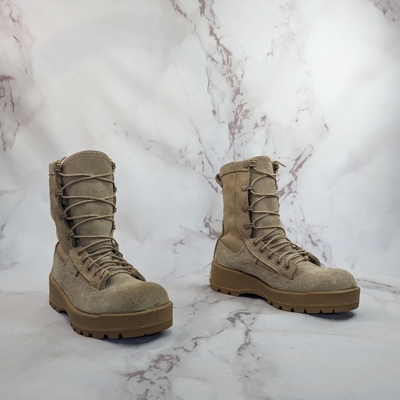 Altama Boot Size 5.5 Wide Mens Tan Suede Coyote Vibram Desert Military Combat - Picture 3 of 13